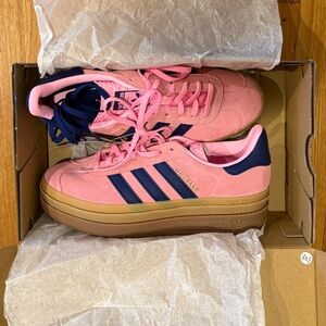 Adidas Pink and Blue Sneakers with Gum Sole
